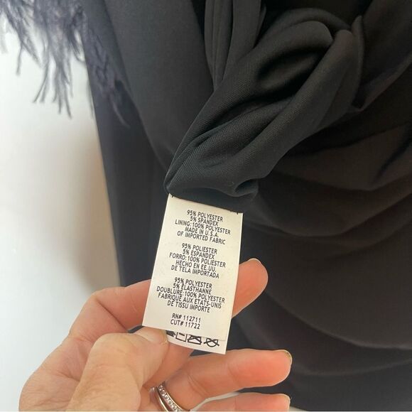 Jay X Jay Godfrey Womens Black Cocktail Budden Mini Dress Feather Sleeve New - Picture 13 of 14